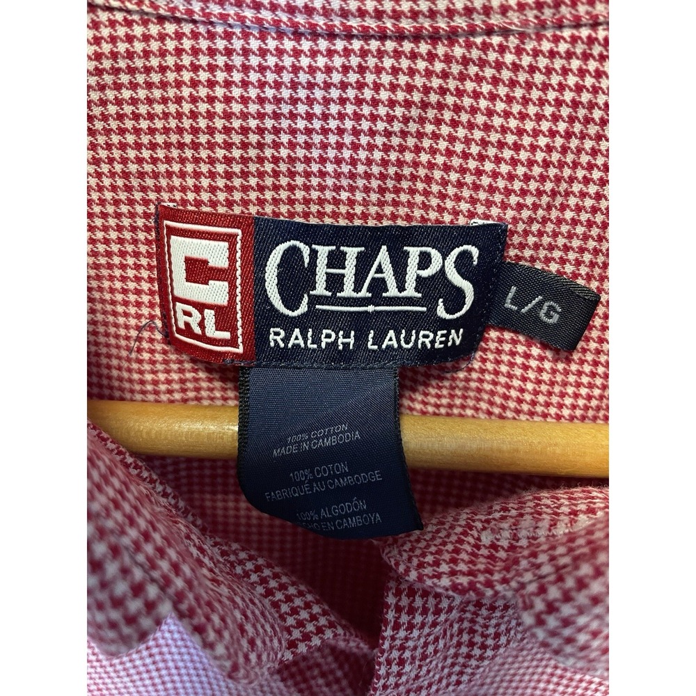 Chaps Ralph Lauren Button Down Shirt Men's Large Red Plaid Long Sleeve